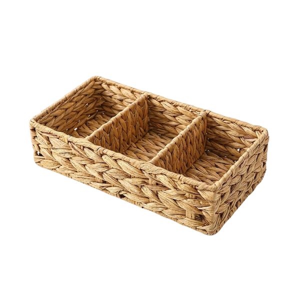 Cesta de Mimbre y Plastico Beige